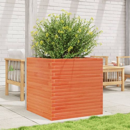 Jardinière cire marron 70x70x68,5 cm bois de pin massif - Photo n°3; ?>