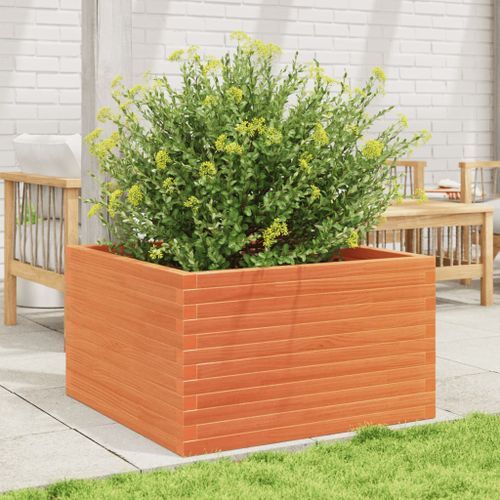 Jardinière cire marron 80x80x46 cm bois de pin massif - Photo n°3; ?>