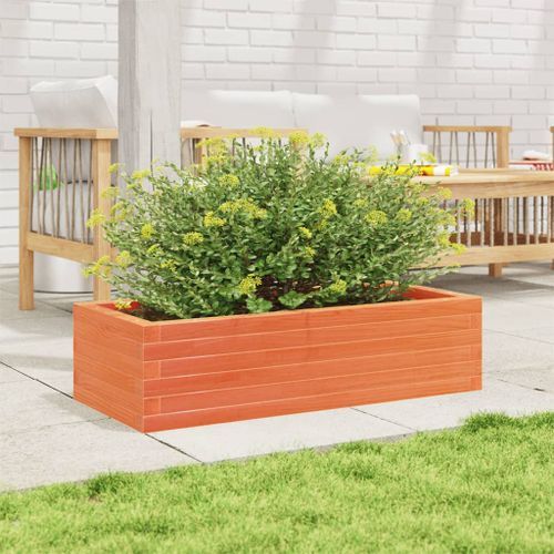 Jardinière cire marron 90x40x23 cm bois de pin massif - Photo n°3; ?>