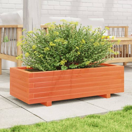 Jardinière cire marron 90x40x26,5 cm bois de pin massif - Photo n°3; ?>