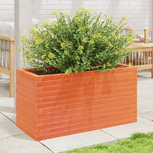 Jardinière cire marron 90x40x45,5 cm bois de pin massif - Photo n°3; ?>