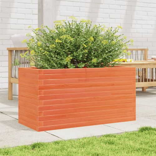 Jardinière cire marron 90x40x46 cm bois de pin massif - Photo n°3; ?>