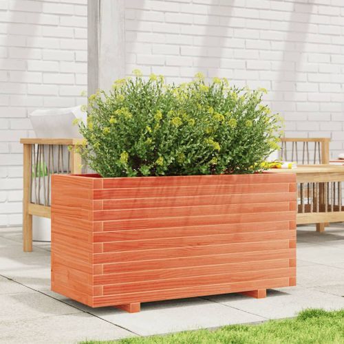 Jardinière cire marron 90x40x49,5 cm bois de pin massif - Photo n°3; ?>