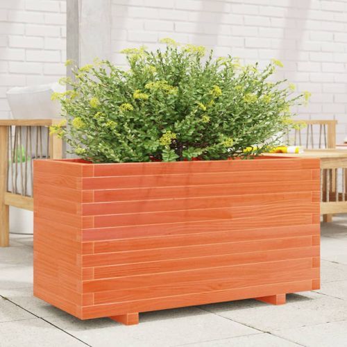 Jardinière cire marron 90x40x49,5 cm bois de pin massif - Photo n°3; ?>