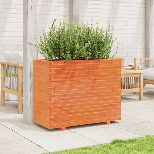 Jardinière cire marron 90x40x72 cm bois de pin massif - Photo n°3; ?>