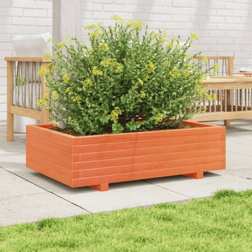 Jardinière cire marron 90x60x26,5 cm bois de pin massif - Photo n°3; ?>