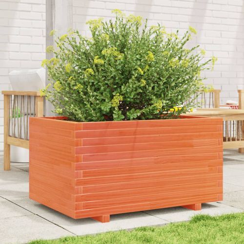 Jardinière cire marron 90x60x49,5 cm bois de pin massif - Photo n°3; ?>