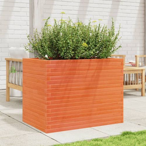 Jardinière cire marron 90x60x68,5 cm bois de pin massif - Photo n°3; ?>