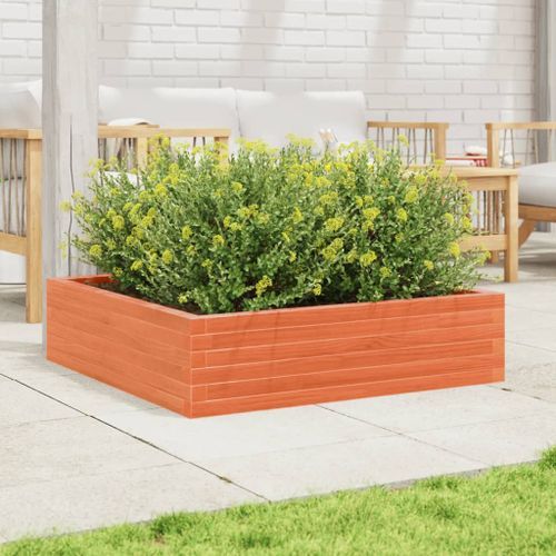 Jardinière cire marron 90x90x23 cm bois de pin massif - Photo n°3; ?>