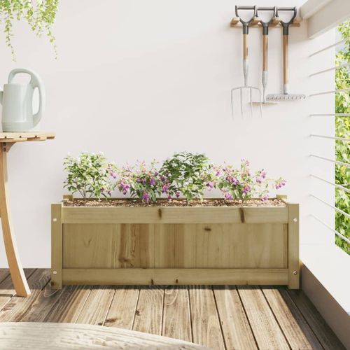 Jardinière d'extérieur 90x31x31 cm bois de pin imprégné - Photo n°3; ?>