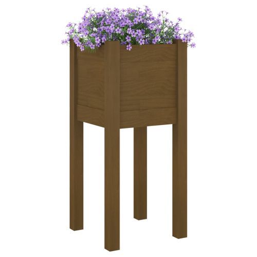 Jardinière d'extérieur Marron miel 31x31x70 cm Bois de pin - Photo n°3; ?>