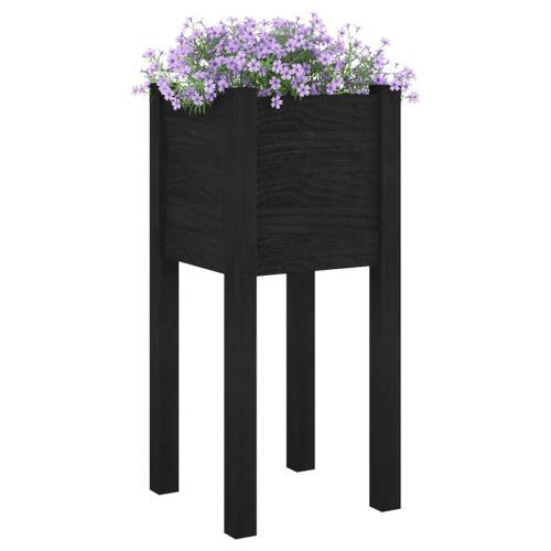 Jardinière d'extérieur Noir 31x31x70 cm Bois de pin massif - Photo n°3; ?>