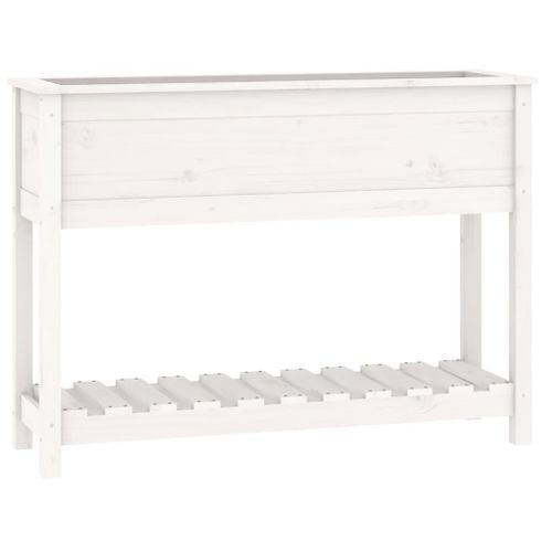 Jardinière et étagère Blanc 111,5x34,5x81 cm Bois massif de pin - Photo n°2; ?>