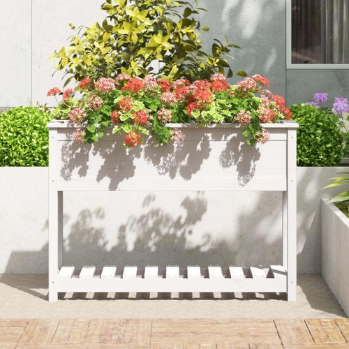 Jardinière et étagère Blanc 111,5x34,5x81 cm Bois massif de pin - Photo n°3; ?>