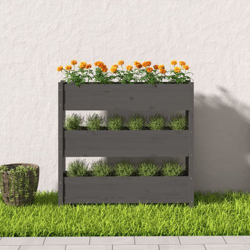 Jardinière Gris 112x25x104,5 cm Bois massif de pin - Photo n°3; ?>