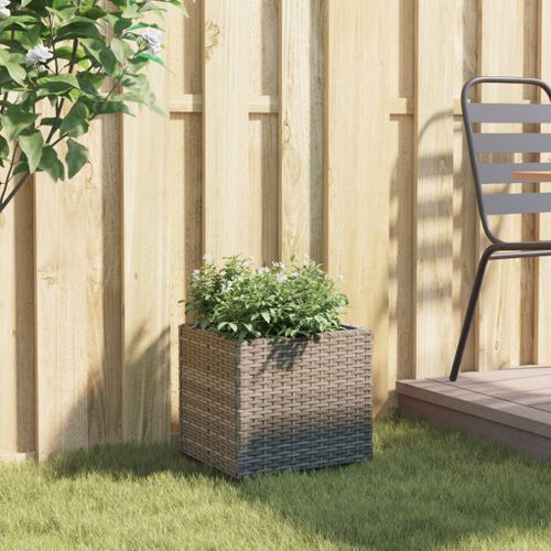 Jardinière gris 36x30x32 cm résine tressée - Photo n°3; ?>