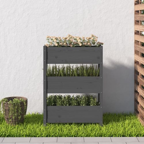 Jardinière Gris 77x25x104,5 cm Bois massif de pin - Photo n°3; ?>