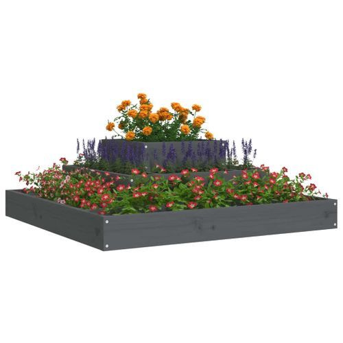 Jardinière Gris 80x80x27 cm Bois massif de pin - Photo n°3; ?>