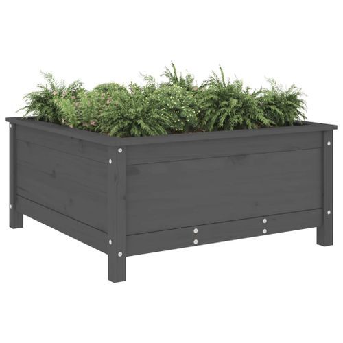 Jardinière gris 82,5x82,5x39 cm bois massif de pin - Photo n°3; ?>