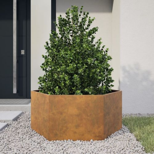 Jardinière hexagone 104x90x45 cm acier corten - Photo n°2; ?>