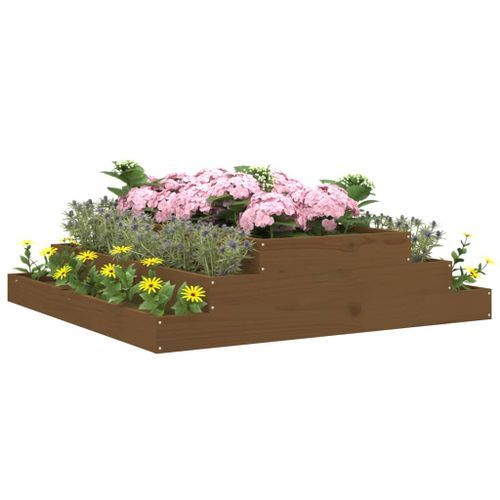 Jardinière Marron miel 110x110x27 cm Bois massif de pin - Photo n°3; ?>