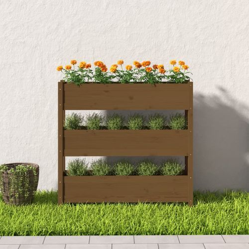 Jardinière Marron miel 112x25x104,5 cm Bois massif de pin - Photo n°3; ?>