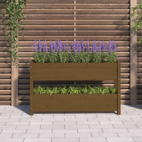 Jardinière Marron miel 112x25x66 cm Bois massif de pin - Photo n°3; ?>