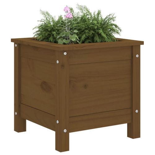 Jardinière marron miel 40x40x39 cm bois massif de pin - Photo n°3; ?>