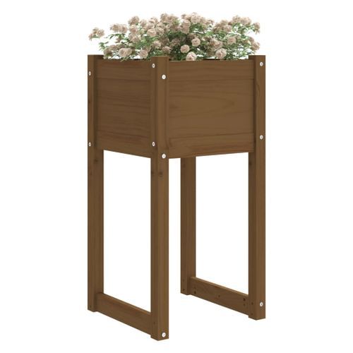 Jardinière Marron miel 40x40x81 cm Bois massif de pin - Photo n°3; ?>