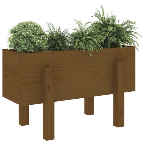 Jardinière marron miel 62x30x38 cm bois massif de pin - Photo n°3; ?>