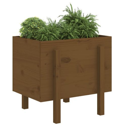 Jardinière marron miel 62x50x57 cm bois massif de pin - Photo n°3; ?>