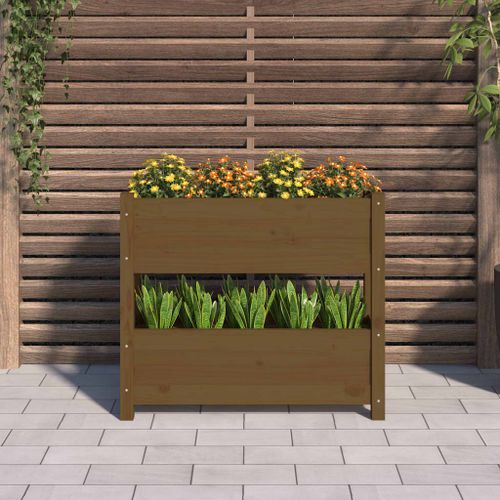 Jardinière Marron miel 77x25x66 cm Bois massif de pin - Photo n°3; ?>