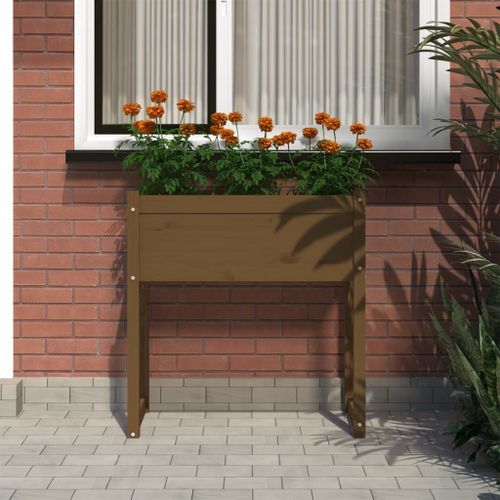 Jardinière Marron miel 78x40x81 cm Bois massif de pin - Photo n°3; ?>