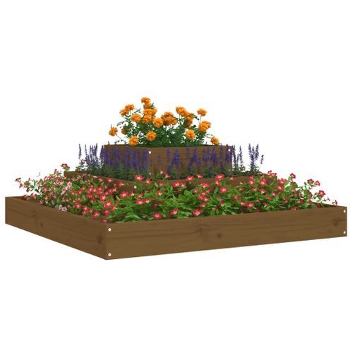 Jardinière Marron miel 80x80x27 cm Bois massif de pin - Photo n°3; ?>