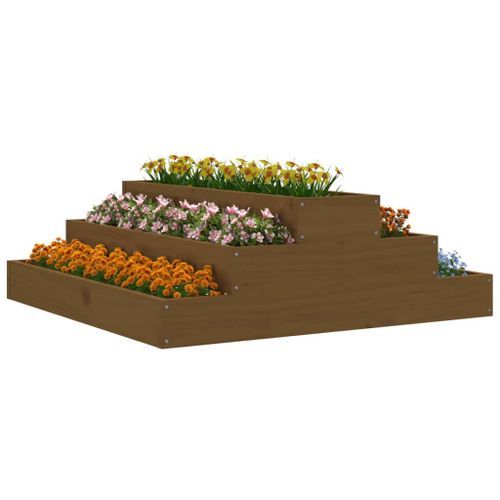 Jardinière Marron miel 80x80x27 cm Bois massif de pin - Photo n°3; ?>