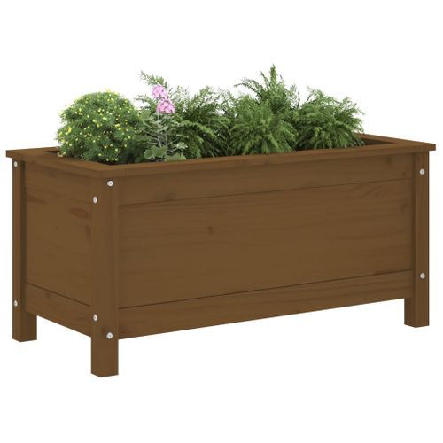 Jardinière marron miel 82,5x40x39 cm bois massif de pin - Photo n°3; ?>