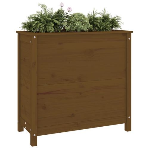 Jardinière marron miel 82,5x40x78 cm bois massif de pin - Photo n°3; ?>