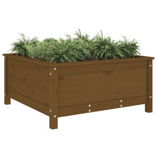 Jardinière marron miel 82,5x82,5x39 cm bois massif de pin - Photo n°3; ?>