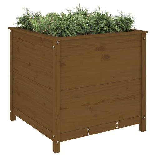 Jardinière marron miel 82,5x82,5x78 cm bois massif de pin - Photo n°3; ?>