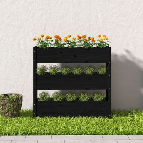 Jardinière Noir 112x25x104,5 cm Bois massif de pin - Photo n°3; ?>