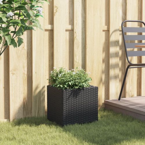 Jardinière noir 36x30x32 cm résine tressée - Photo n°3; ?>