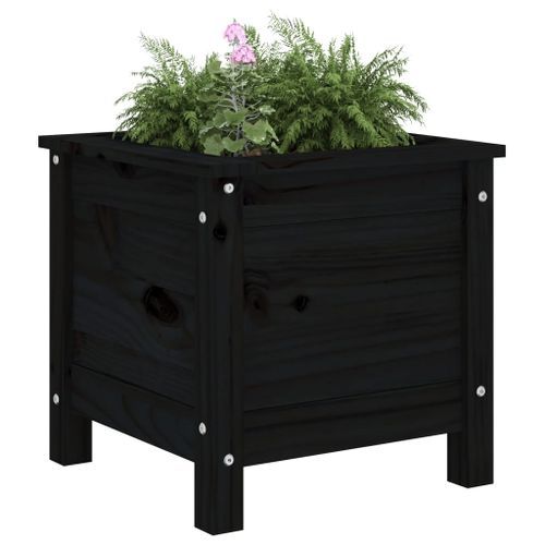 Jardinière noir 40x40x39 cm bois massif de pin - Photo n°3; ?>