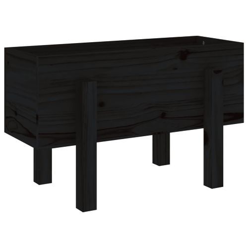 Jardinière noir 62x30x38 cm bois massif de pin - Photo n°2; ?>