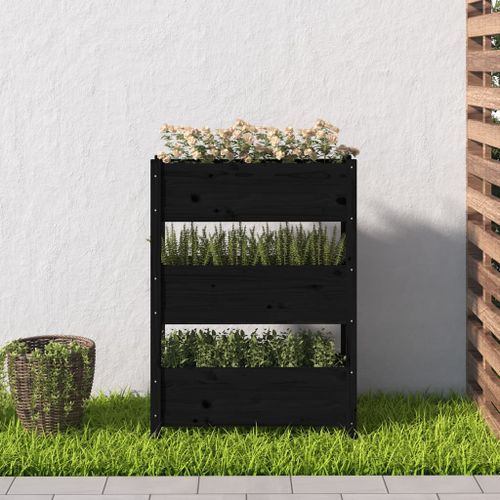 Jardinière Noir 77x25x104,5 cm Bois massif de pin - Photo n°3; ?>