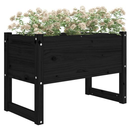 Jardinière Noir 78x40x52 cm Bois massif de pin - Photo n°3; ?>