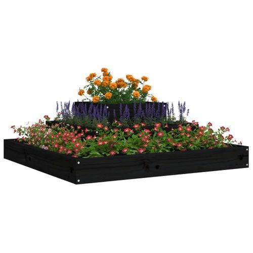 Jardinière Noir 80x80x27 cm Bois massif de pin - Photo n°3; ?>