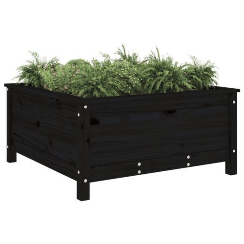 Jardinière noir 82,5x82,5x39 cm bois massif de pin - Photo n°3; ?>