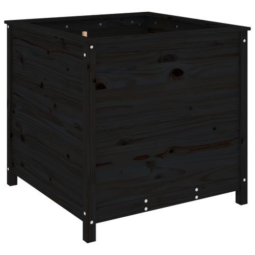 Jardinière noir 82,5x82,5x78 cm bois massif de pin - Photo n°2; ?>