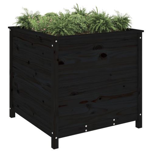 Jardinière noir 82,5x82,5x78 cm bois massif de pin - Photo n°3; ?>