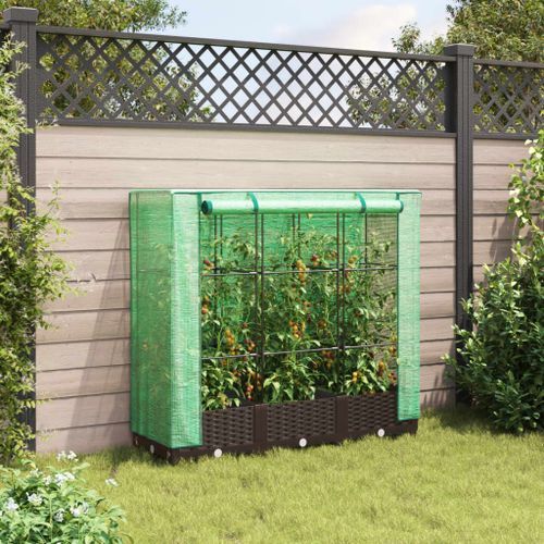 Jardinière surélevée avec housse aspect rotin 120x40x123 cm - Photo n°3; ?>